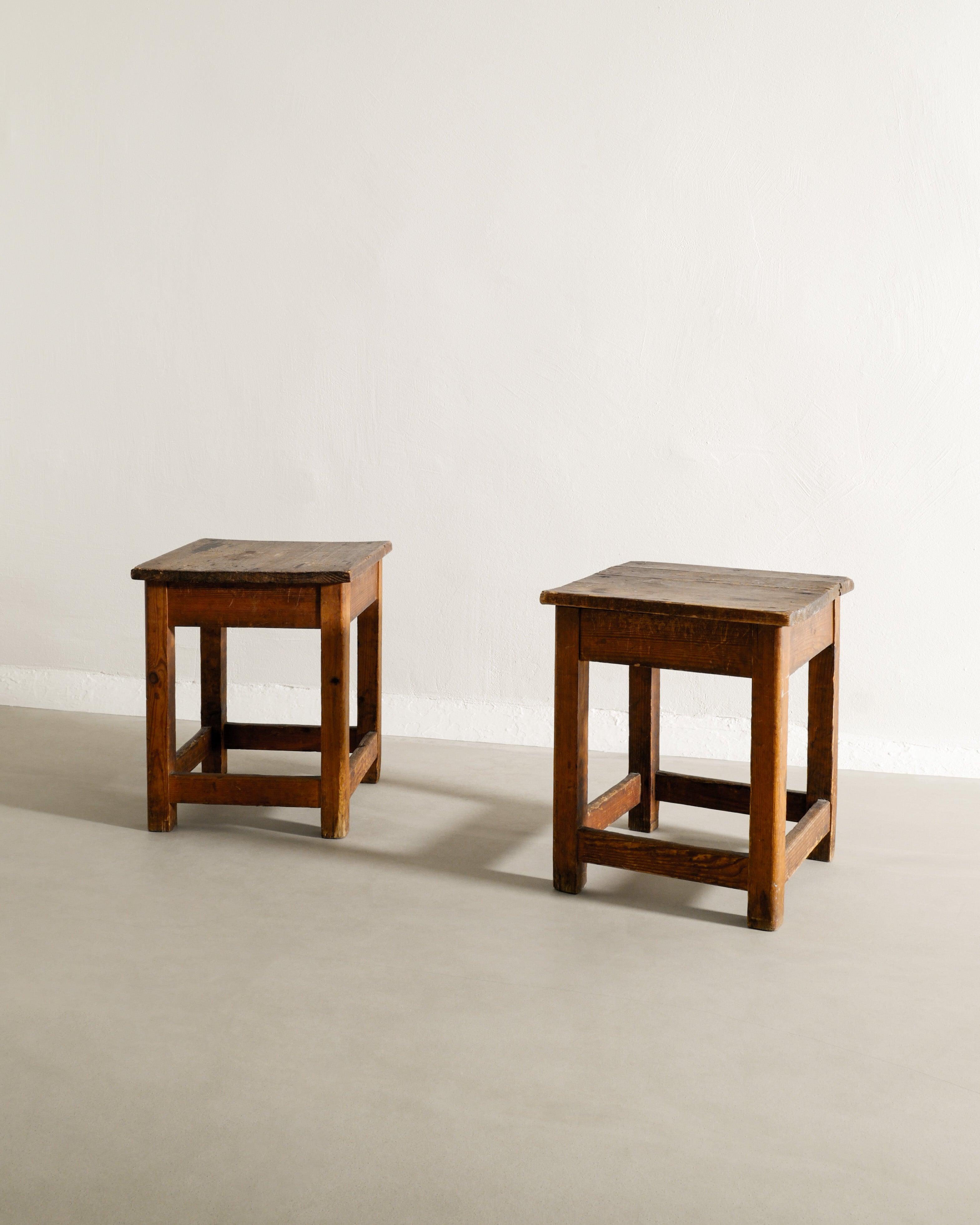 SWEDISH BED SIDE TABLES IN PINE, 1900s