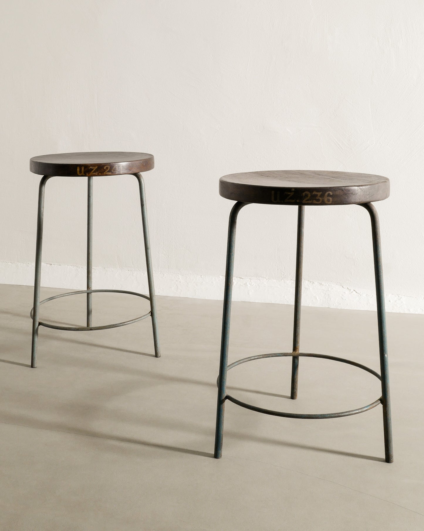 PAIR OF PIERRE JEANNERET HIGH STOOLS, 1950s
