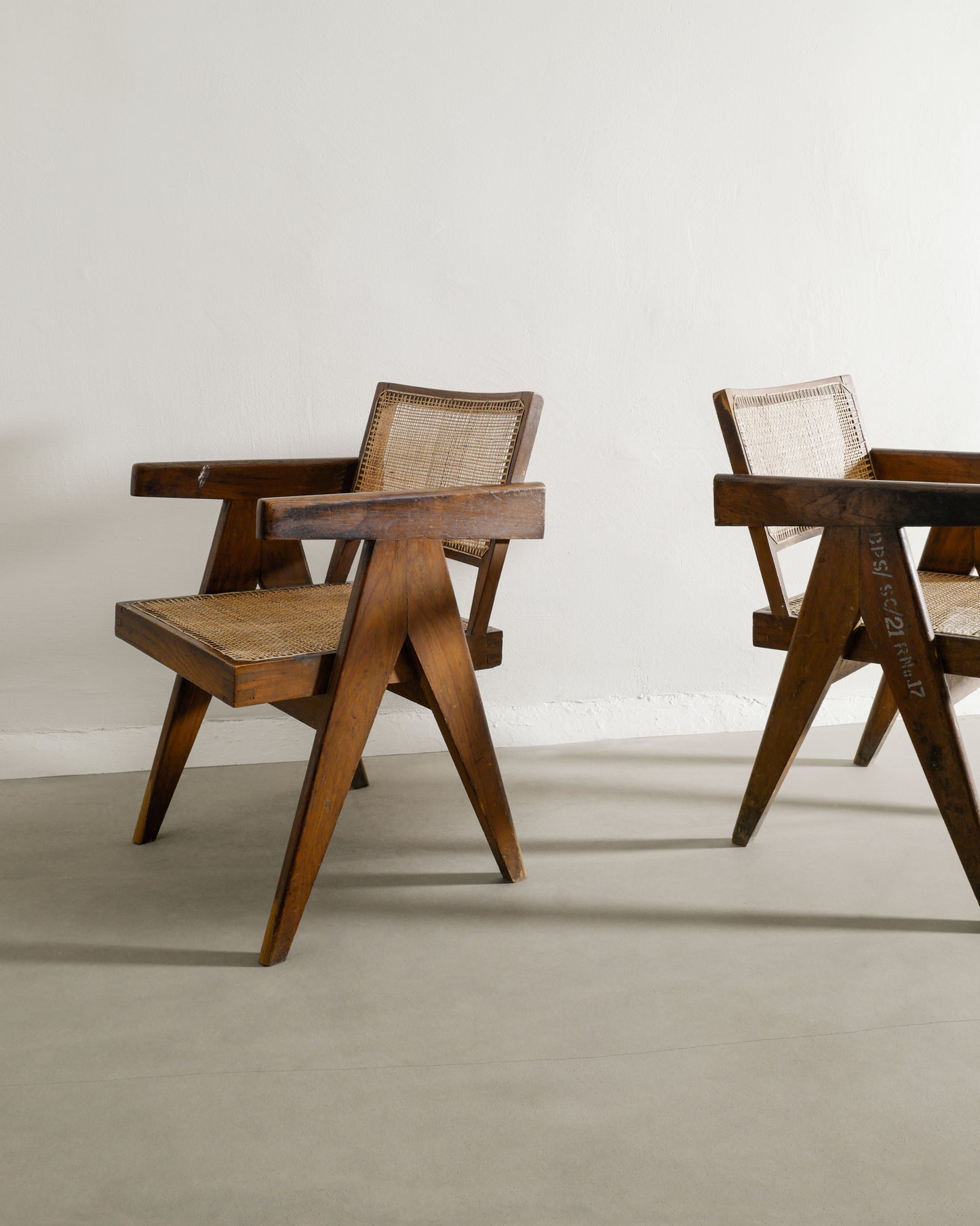 PAIR OF PIERRE JEANNERET OFFICE CHAIRS, 1950s