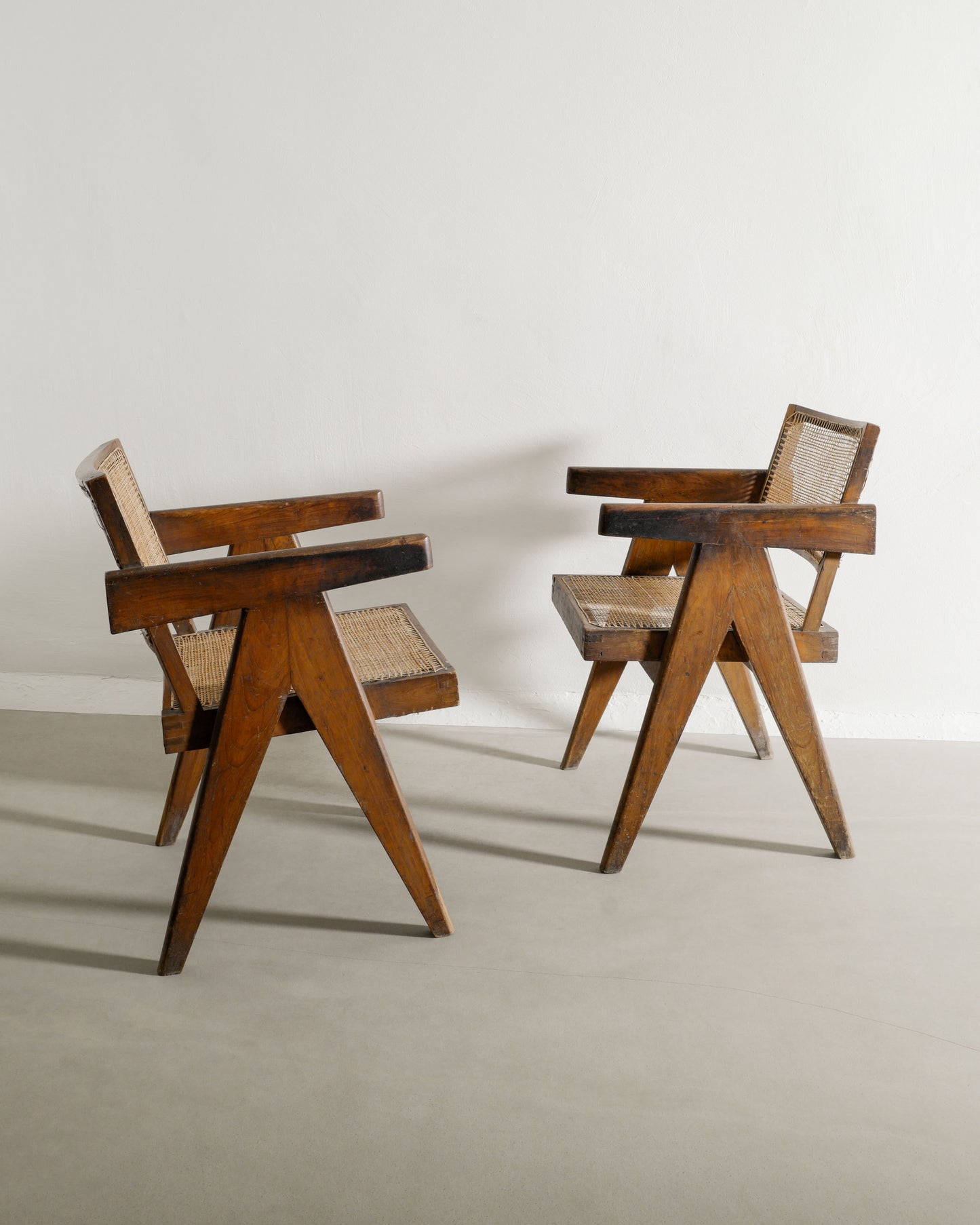 PAIR OF PIERRE JEANNERET OFFICE CHAIRS, 1950s